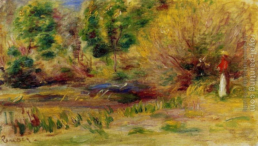 Pierre Auguste Renoir : Woman Wearing a Hat in a Landscape